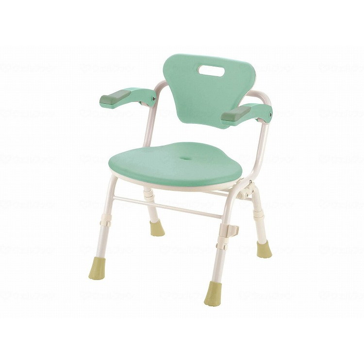 1台 リッチェル やわらかシャワーチェアクレオ折タタミ防カビプラス肘掛付/ライトグリーン/幅52cm ライトグリーン 幅52cm 140067 426626_1...