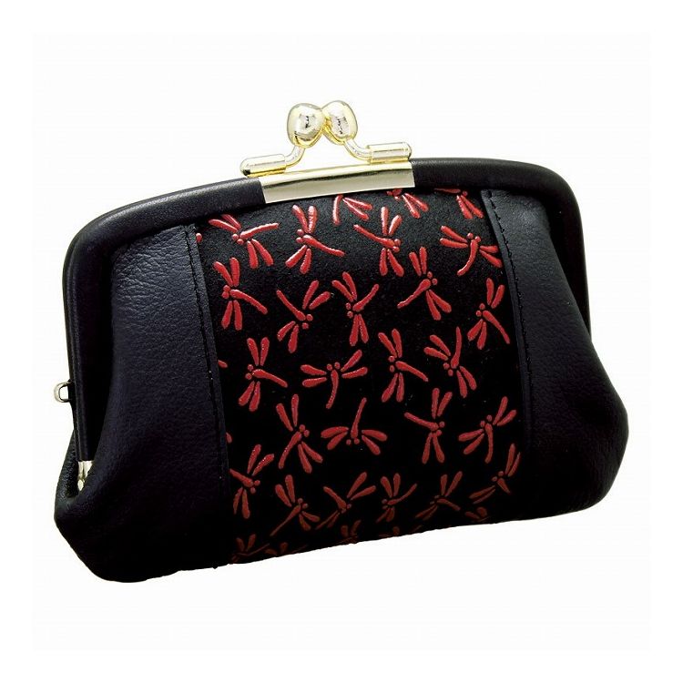 印伝 トンボ柄がま口財布 レッド 8207-04(代引不可)【送料無料】