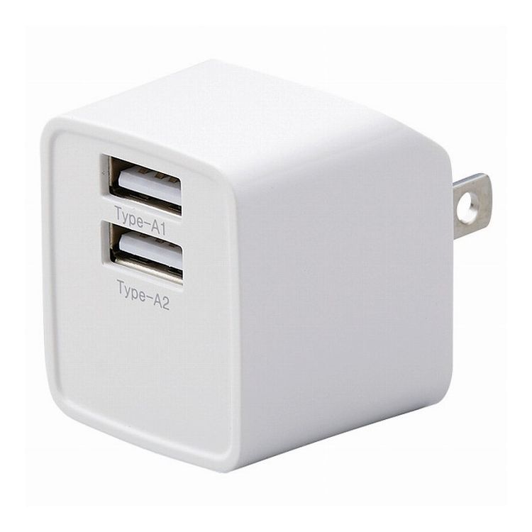 HIDISC AC充電器2ポート HD-AC2U12WH(代引不可)
