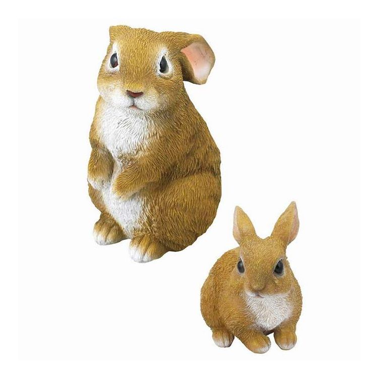 【商品詳細】かわいいウサギのオーナメントの2種セット。玄関先やお部屋に。材質:ポリレジン樹脂生産国:中国セット内容:ミニウサギ（9×9×15cm）・手のりウサギ（7.5×11.5×10.5cm）×各1【代引きについて】こちらの商品は、代引きでの出荷は受け付けておりません。【送料について】北海道、沖縄、離島は送料を頂きます。