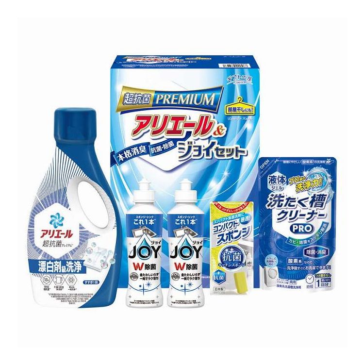 【商品詳細】菌を寄せ付けないクリーンギフト。抗菌力・洗浄力に優れたアリエールとダブル除菌のジョイをセットしました。内容:P&Gアリエールジェル（700g）・コンパクトスポンジ・液体洗たく槽クリーナーPRO（200g）×各1、P&G除菌ジョイ（170ml）×2原産国:日本【代引きについて】こちらの商品は、代引きでの出荷は受け付けておりません。【送料について】北海道、沖縄、離島は送料を頂きます。
