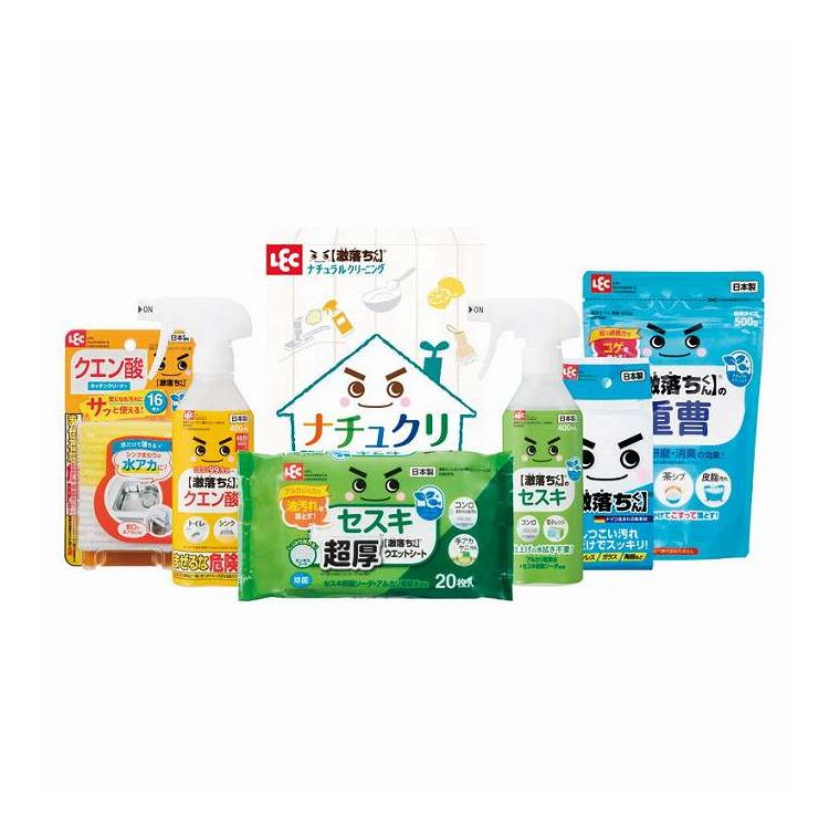 【商品詳細】自然由来の成分から作られた洗浄剤の環境にやさしいギフトセットです。内容:激落ちくんクエン酸スプレー（400ml）・激落ちくんクエン酸キッチンクリーナー（16枚）・激落ちくん重曹（500g）・激落ちくんセスキスプレー（400ml）・激落ちくんセスキ超厚ウェットシート20枚・〔激落ちくん〕×各1原産国:日本【代引きについて】こちらの商品は、代引きでの出荷は受け付けておりません。【送料について】北海道、沖縄、離島は送料を頂きます。