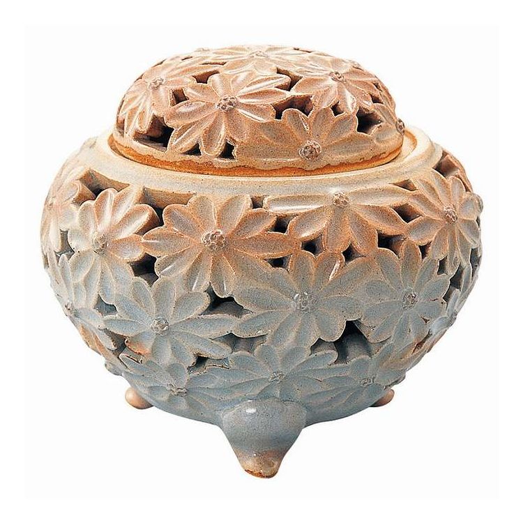 萩焼 菊紋香炉 12-15(代引不可)【送料無料】