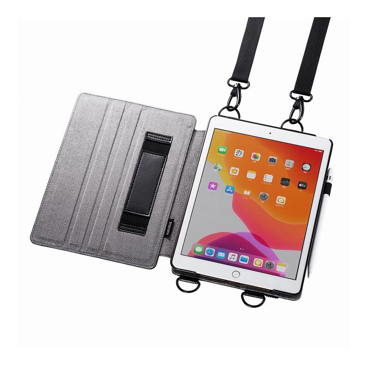 樂天商城 - iPad 10.2インチ スタンド機能付きショルダーベルトケース PDA-IPAD1612BK(代引不可)【送料無料】