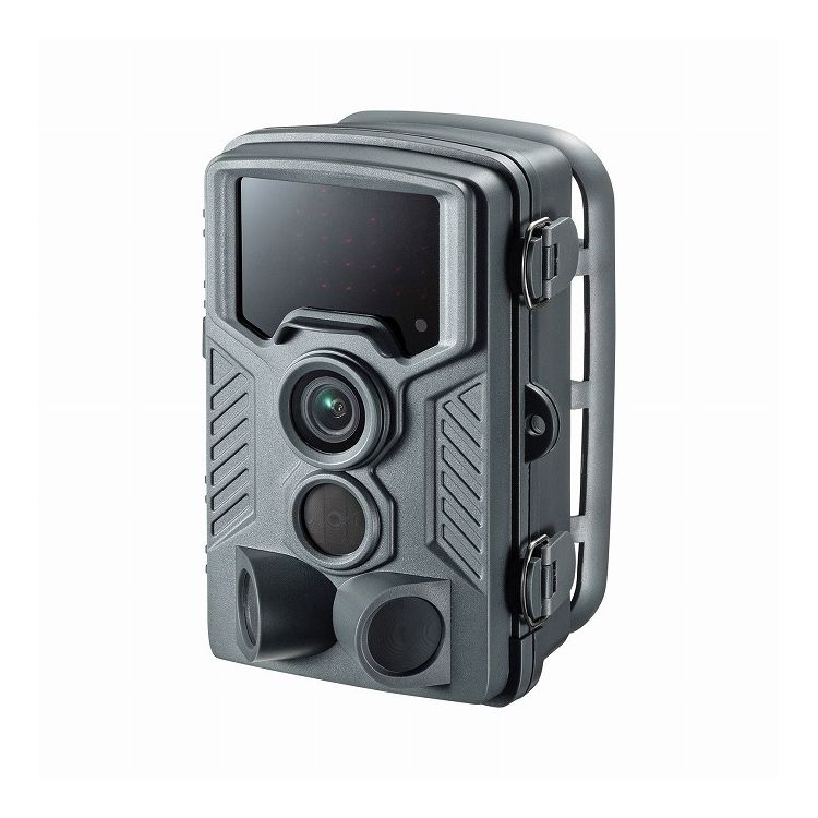 【商品特長】暗闇でも撮影できる赤外線センサー内蔵のセキュリティカメラ。●防犯や野生動物観察に適したセンサー内蔵カメラです。●温度変化を感知して最大20m先の動体を捉え撮影します。●3つのセンサーで最大110度をカバーする高感度設計です。●約...