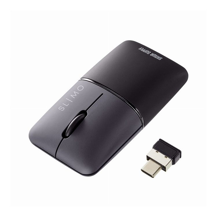 サンワサプライ 【メーカー直送】 静音ワイヤレス ブルーLED BlueLED マウス SLIMO ブラック 黒 PC パソコン Windows Mac Chrome 充電式・Type-C MA-WCBS310BK(代引不可)【送料無料】