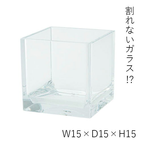 リコメン堂生活館のハンマーグラス 割れない ガラス ポリカーボネート PVキューブ15xH15 花材 花器【送料無料】｜アングル2