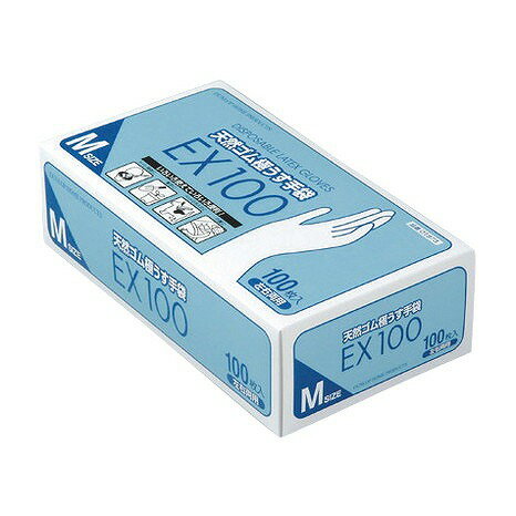 天然ゴム極うす手袋 EX100 07620 M 100マイイリ