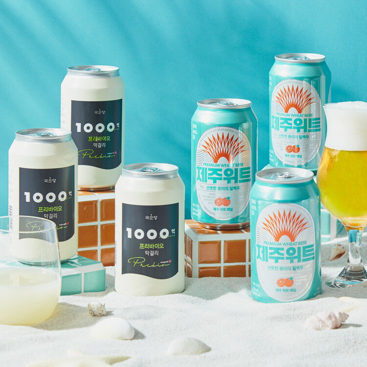 韓国NO.1クラフトビール チェジュウィットエールと乳酸菌1000億プリバイオマッコリ6缶セット 韓国 ビール エール マッコリ 缶 6缶 済州 麹醇堂 ギフト プレゼント 贈り物 箱 ギフトボックス【送料無料】