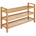 vidaXL シューズラック 棚3点付き 100x27x60cm オーク無垢材ホーム&ガーデン 家事用品 収納&オーガナイザー 衣類・ワードローブ収納 シューズラック・整理収納(代引不可)