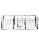 vidaXL 犬用プレイサークル パネル8枚 スチール製 80×80cm ブラック動物&ペット用品 ペット用品 犬用品 犬小屋・ドッグラン(代引不可)