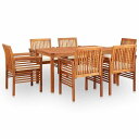 vidaXL 屋外ダイニング7点セット クッション付き アカシア無垢材家具 アウトドア家具 屋外家具セット(代引不可)