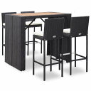 vidaXL 屋外バー5点セット ポリラタン&アカシア材 ブラック家具 アウトドア家具 屋外家具セット(代引不可)