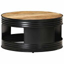 vidaXL コーヒーテーブル ブラック 68x68x36cm マンゴー無垢材 (粗目)家具 テーブル アクセントテーブル コーヒーテーブル(代引不可)