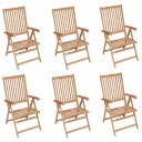 vidaXL リクライニングガーデンチェア 6点セット チーク無垢材 (3x43029)家具 アウトドア家具 屋外椅子 アウトドアベンチチェア(代引不可)