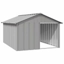 vidaXL 犬小屋 グレー 116.5x153x81.5 cm 亜鉛メッキ鋼動物&ペット用品 ペット用品 犬用品 ドッグハウス(代引不可)