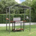vidaXL BBQ ガゼボ サイドシェルフ付き アントラシート 210x114x230 cm スチール製ホーム&ガーデン 芝&ガーデン アウトドアリビング ア...