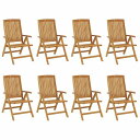 vidaXL リクライニングガーデンチェア 8点セット チーク無垢材家具 アウトドア家具 屋外椅子 アウトドアベンチチェア(代引不可)【送料無料】