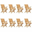 vidaXL 折りたたみガーデンチェア 8点 56x63x90 cm チーク無垢材家具 アウトドア家具 屋外椅子 アウトドアベンチチェア(代引不可)【送料無料】