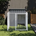 vidaXL ドッグラン付き犬小屋 アントラシート 110x201x110 cm 亜鉛メッキ鋼製動物&ペット用品 ペット用品 犬用品 ドッグハウス(代引不可)