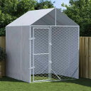 vidaXL 屋外犬小屋 屋根付き シルバー 2x2x2.5 m 亜鉛メッキ鋼製動物&ペット用品 ペット用品 犬用品 犬小屋・ドッグラン(代引不可)