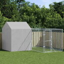 vidaXL 屋外犬小屋 屋根付き シルバー 4x4x2.5 m 亜鉛メッキ鋼製Animals & Pet Supplies ペット用品 犬用品 犬小屋・ドッグラン(代引不可)