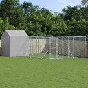 vidaXL 屋外犬小屋 屋根付き シルバー 6x6x2.5 m 亜鉛メッキ鋼製動物&ペット用品 ペット用品 犬用品 犬小屋・ドッグラン(代引不可)