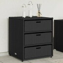 vidaXL ガーデン収納キャビネット 55x59x69 cm ポリラタン製 ブラック家具 アウトドア家具 屋外収納ボックス(代引不可)