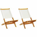 vidaXL ガーデンチェア 2点 クリームホワイト アカシア無垢材&ファブリック家具 アウトドア家具 屋外椅子 アウトドアベンチチェア(代引不可)