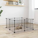 vidaXL 8パネルペットケージ ブラック 35x35 cm スチール動物&ペット用品ペット用品小動物用品小動物 飼育・ケージ(代引不可)