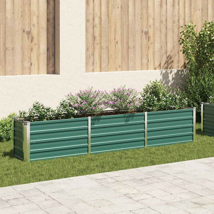 vidaXL ガーデンレイズドベッド 240×40×45cm 亜鉛メッキ鋼製 グリーン 芝 ガーデン ガーデニング 鉢植..