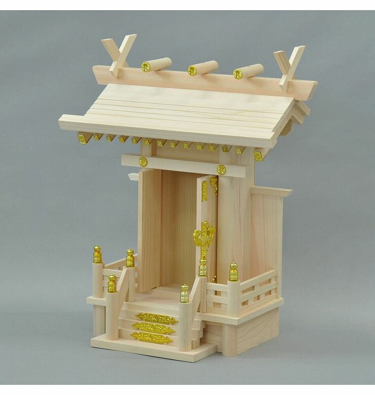 日本製 神棚 一社 中神明 国産 幅36 奥行き19 お札 神具 お参り 天然木 ヒノキ ひのき おふだ かみだな 神札 お彼岸 彼岸 木製 仏具(代引不可)【送料無料】