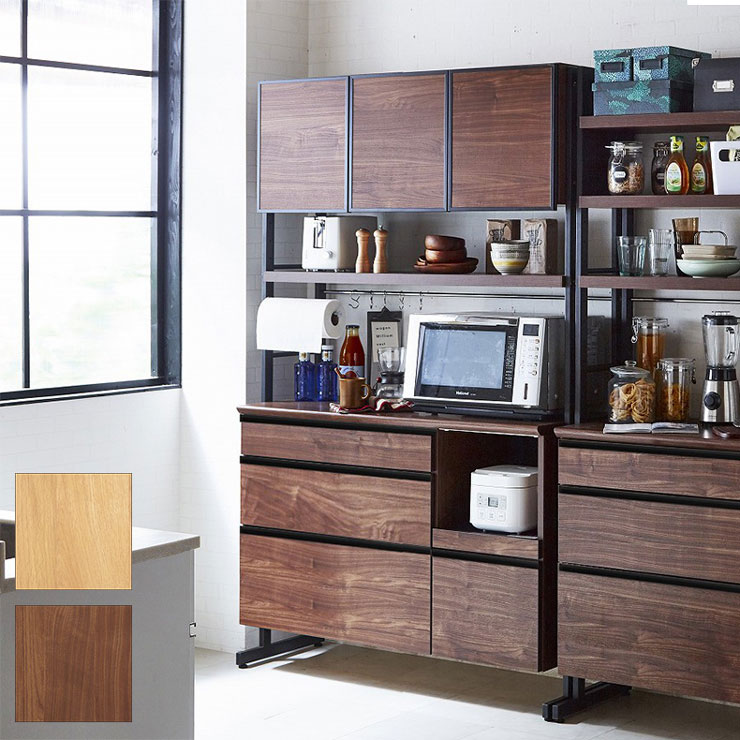Cupboard - 食器棚 幅124cm 奥行48cm 高さ196~cm 【国産 大川家具 開梱設置無料】 キッチンボード キッチン 食器 収納 日本製(代引不可)【送料無料】