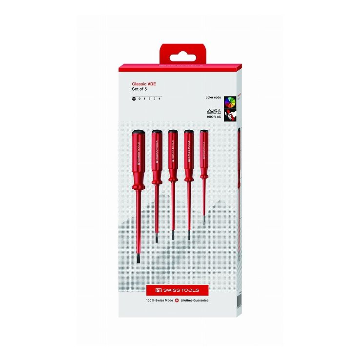 PB SWISS TOOLS ピービ—スイスツールズ 5本組 エレクトロ 絶縁マイナスドライバーセット ペーパーBOX入..