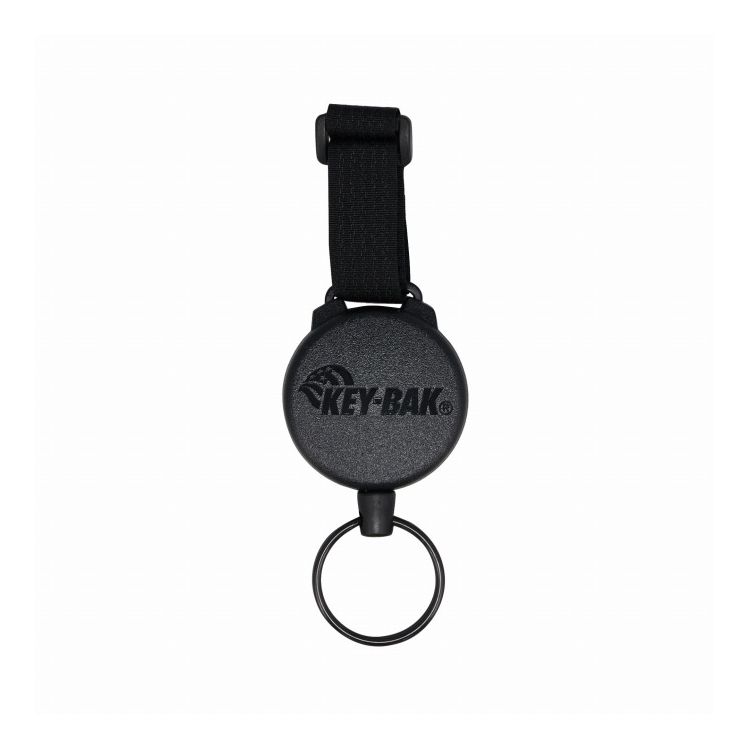 KEY-BAK キーバック リールキーホルダー スプリットリング式 モールストラップ付 コード最長120cm ブラック SECURIT KEVAR 0488-8221(代引不可)【送料無料】