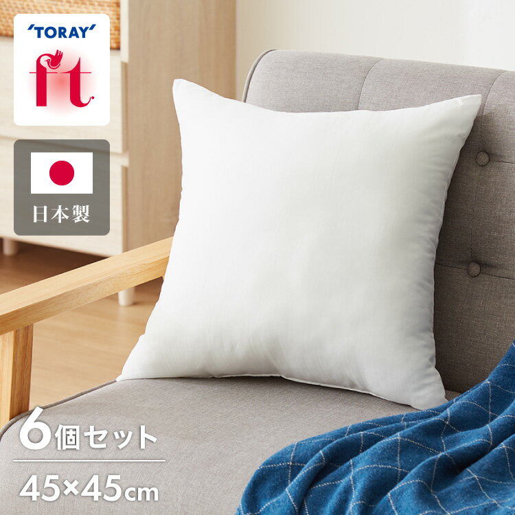 ヌードクッション 45×45cm 6個セット 6p 東レ ft綿 圧縮梱包 コンパクト 日本製 国産 洗える 洗濯 手洗..