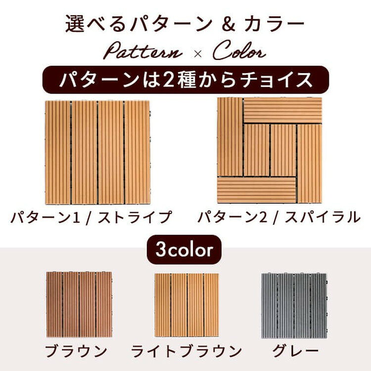 人工木 ウッドタイル 32枚入り 幅30cm ウッドパネル ウッドデッキ ジョイント式 タ...