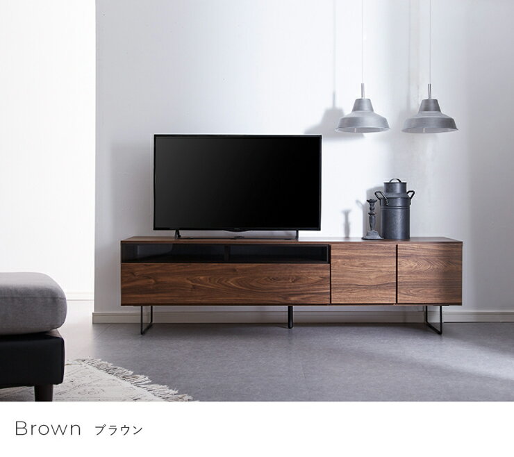テレビ台 テレビボード 幅175 【国産 完成品 大川家具】 木製 ローボード ウォールナット柄 リビング収納 コンセント付き TV台 アイアン 日本製(代引不可)【送料無料】