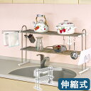 伸縮式 水切りラック 2段 水切り棚 ふきん掛け/フック/箸立て/まな板スタンド 付属 キッチンラック キッチン収納 キッチンラック シンク収納 シンプル(代引不可)【送料無料】