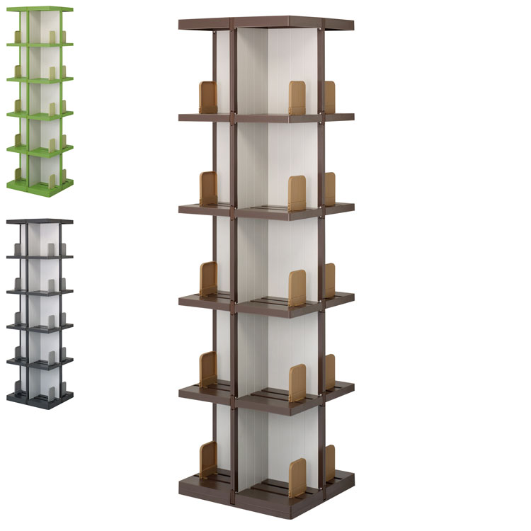 日本製 回転式ラック デビック 5段 本棚 コミック A5サイズ 同人誌 DVD ビデオ CD ゲームソフト 大容量..