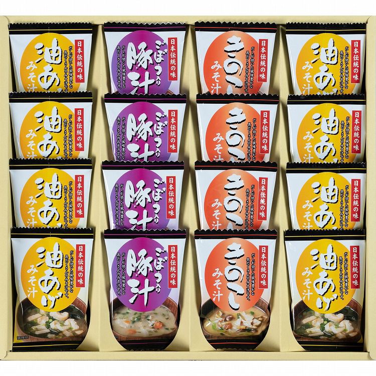 フリーズドライ お味噌汁 三種の味 詰合せ 16個 味噌汁 御御御付 グルメ ごちそう お取り寄せ食品 ギフト プレゼント 贈答 熨斗 のし 贈り物(代引不可)【送料無料】