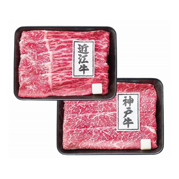 Set, Assortment - 近江牛&神戸ビーフ すきやき食べ比べセット ギフト 産直 ご当地グルメ 熨斗 贈り物 新生活 お祝い お取り寄せ のし対応 (代引不可)【送料無料】