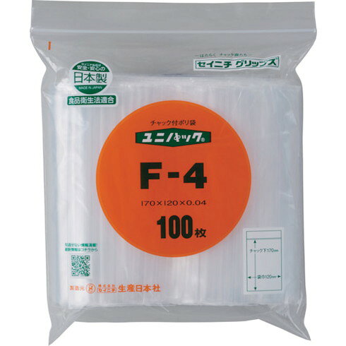 【商品スペック】特長●スタンダードなフィルム厚0.04mmのチャック付ポリエチレン袋です。用途●部品等の保管、管理。仕様●色：透明●縦(mm)：170●横(mm)：120●厚さ(mm)：0.04仕様2材質／仕上●ポリエチレン（PE）セット内容／付属品注意【代引きについて】こちらの商品は、代引きでの出荷は受け付けておりません。【送料について】北海道、沖縄、離島は送料を頂きます。