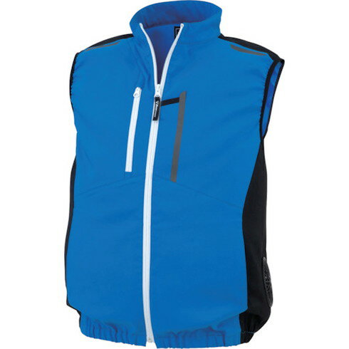 【商品スペック】特長●ファンの位置が通常よりも脇に配置され、車の運転や椅子に座った状態でもファンが邪魔になりません。●再生PETを使用した地球に優しい空調服ベストです。用途●高温多湿の場所や作業全般に。仕様●色：ブルー●胸囲(cm)：120●肩幅(cm)：45●着丈(cm)：69●裾廻(cm)：82●裾廻最大(cm)：113●サイズ：L仕様2●帯電防止 JIS T 8118 適合商品●リサイクル●伸縮素材材質／仕上●本体:ポリエステル100%セット内容／付属品注意【代引きについて】こちらの商品は、代引きでの出荷は受け付けておりません。【送料について】北海道、沖縄、離島は送料を頂きます。