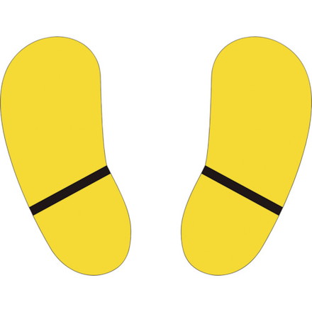 ユニット 路面貼用ステッカー 足型 黄 ユニット 安全用品 標識 標示 路面標示(代引不可)