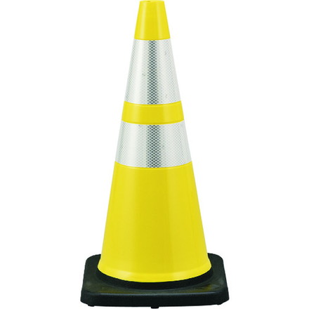 緑十字 カラーコーン 黄/白反射シート PVCコーン-YH 高サ:710mm ベース:360mm角 高輝度反射タイプ PVC..