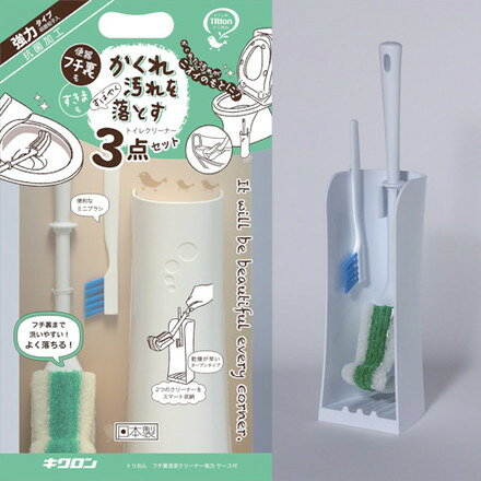 【商品スペック】特長●トイレのフチ裏が洗いやすい形状です。●水ハネの少ない不織布タイプです。●強力に汚れを落とす研磨材付き不織布を使用しています。●保管に便利なケース付きです。用途●トイレ清掃に。仕様●色：ホワイト●ケース有無：有り●長さ(mm)：360●幅(mm)：88●奥行(mm)：100●高さ(mm)：360●先端長さ(mm)：80仕様2●研磨材付き不織布タイプ●収納ケース、ミニブラシ付材質／仕上●柄：ナイロン●先端：ポリプロピレンセット内容／付属品●本体・ケース・ミニブラシ注意【代引きについて】こちらの商品は、代引きでの出荷は受け付けておりません。【送料について】北海道、沖縄、離島は送料を頂きます。