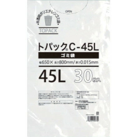 Bags - オザックス トパックゴミ袋 C 45L 厚サ0.015mm 30枚 オザックス 清掃 衛生用品 清掃用品 ゴミ袋(代引不可)