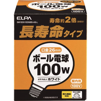 ELPA ボール電球 長寿命 E26 40W GW100V100W95ASL 工事・照明用品 作業灯・照明用品 電球 代引不可 