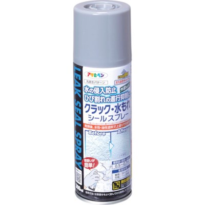 特長●水の侵入部に塗布し、水もれを防ぐ●エアゾールタイプなので、取扱いが簡単で、必要な量だけを使用し、残りはそのまま保管が可能です。）●乾燥後は水性塗料や油性塗料で上塗りが可能用途●コンクリート、アスファルト、レンガなどのひび割れや隙間部の塗装及び補修（床面には使用しないで下さい。●絶えず水がかかったり水につかるところや、いつも湿っているところには適しません。●）仕様●色：グレー●容量(ml)：300●硬化時間：夏期／30〜40分　冬期／1〜2時間●施工面積：0.5〜0.7平方メートル仕様2●コンクリート用シールスプレー材質／仕上●合成樹脂（アクリル）、顔料（クリヤを除く）、有機溶剤注意●0.5mm以上のひび割れは、事前にパテ等補修材で埋めてから施工してください。●下地が湿っていたり、濡れている状態で本品を使用しないで下さい。●必ず下地がよく乾いていることを確認してから使用して下さい。原産国（名称）：中国【代引きについて】こちらの商品は、代引きでの出荷は受け付けておりません。【送料について】北海道、沖縄、離島は送料を頂きます。